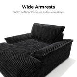 LIKIMIO 59'' Oversized Chaise Lounge Chair Indoor, Upholstered Sofa Bed with Thick Cushion and Armrests, Sleeper Chair - Plush Corduroy Chair Bed for Living Room, Bedroom (Black) LIKIMIO