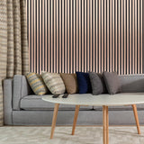 NeatiEase Wood Wall Panels, 9 Feet Acoustic Slat Wall Panels for Interior Wall Decor and Noise Reduction, Decorative Slat Wall Paneling, Smoked Oak, 4-Piece NeatiEase