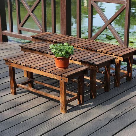 YangAera Outdoor Garden Benches Weatherproof Patio Bench Two-Person Seat Backless Bench Wood Bench with Slatted High Temperature Bench for Front Porch Backyard (Upgraded to Prevent Fading) 90cm Bench YangAera