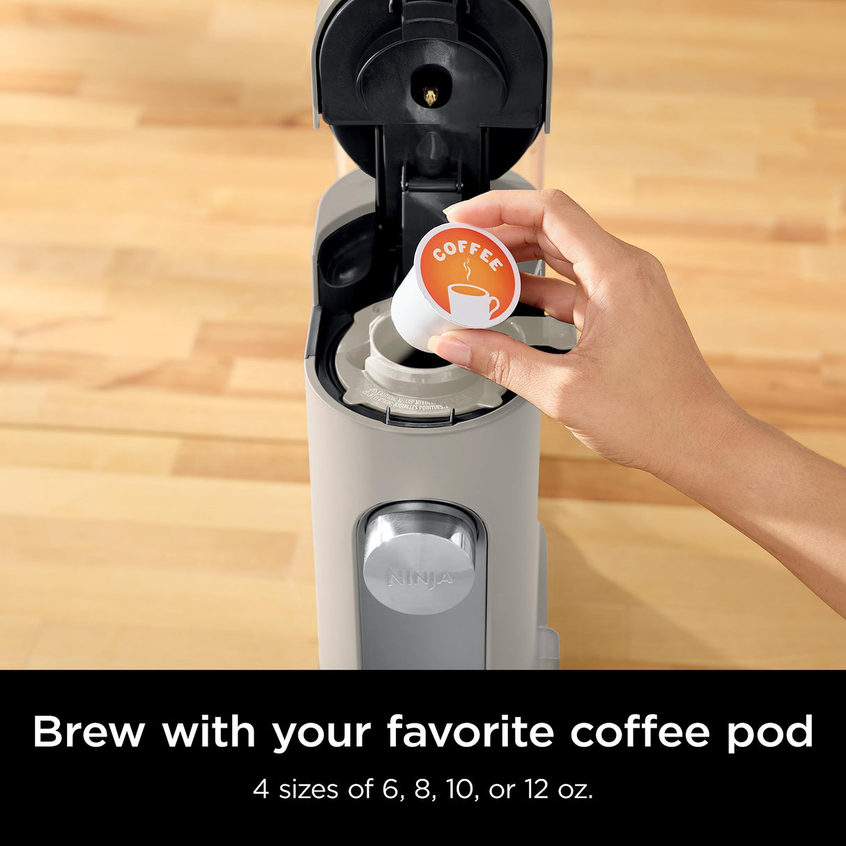 Ninja Pods & Grounds Single-Serve Coffee Maker, K-Cup Pod Compatible, Brews Grounds, Compact Design, 56-oz. Reservoir, 6-oz. Cup to 24-oz. Travel Mug Brew Sizes, Iced Coffee Maker, Stone, PB041ST Ninja
