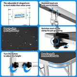 Polar Aurora 46'' Pet Dog Grooming Table,Adjustable Height Heavy Duty Professional Stainless Steel Grooming Table for Dogs at Home for Medium Large Dogs w/H-Shape Arm,2 Nooses,Mesh Tray Polar Aurora