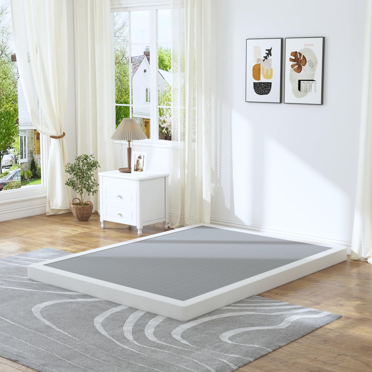 HOBINCHE Full Box Spring - 4 Inch High Profile Box Spring for Full Bed, Sturdy Metal Frame Mattress Foundation, Easy Assembly, Quiet & Noise-Free HOBINCHE