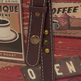 Household Essentials Medium Decorative Trunk, Coffee Shop Faux Decoupage, Antique Exterior, Leather and Metal Accents, Fabric Interior, Hinged Lid, Brown Household Essentials