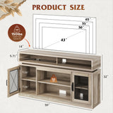 WLIVE TV Stand up to 65 Inch TV, 59" Entertainment Center with LED, Tall Farmhouse TV Media Console with Storage Cabinets for Living Room and Bedroom, Grey WLIVE