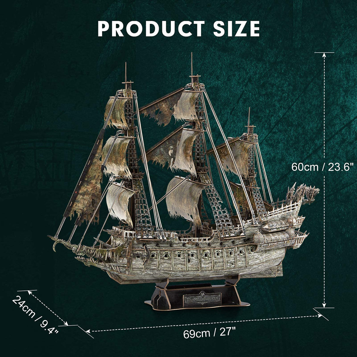 CubicFun 3D Puzzles for Adults Green LED Flying Dutchman, 360 Pieces Pirate Ship Arts & Crafts for Adults Gifts for Men Women Model Kit, Lighting Ghost Ship Easter Gifts Valentine's Day Gift CubicFun