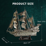 CubicFun 3D Puzzles for Adults Green LED Flying Dutchman, 360 Pieces Pirate Ship Arts & Crafts for Adults Gifts for Men Women Model Kit, Lighting Ghost Ship Easter Gifts Valentine's Day Gift CubicFun