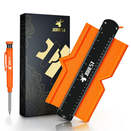 JOREST Contour Gauge 10 Inch+ Carpenter Pencil, Profile Super Duplicator with Lock for Construction Woodworking Tile Flooring, Shape Outline Edge Tool Angle Measuring, Unique Gift for Dad, Men Gadgets Jorest
