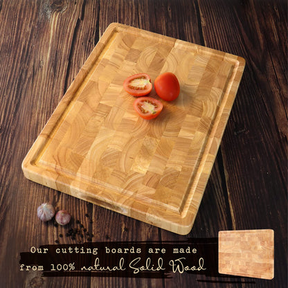 Cutting Board (17x13x1,5in) Wood Cutting Board, End Grain Cutting Board, Wooden Butcher Block, Chopping Board - Reversible Multipurpose For Kitchen - WoodArtSupply