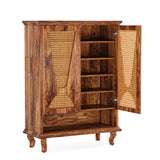 Tribesigns Rattan Shoe Cabinet for Entryway, 5-Tier Large Hidden Shoe Organizer Cabinet with Ventilated Doors, Modern Freestanding 25-Pair Shoe Rack Closet Organizer Shoe Storage Cabinet Tribesigns