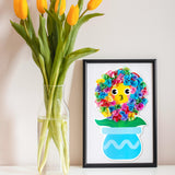 3sscha 12 Packs Spring Flower Poking Craft Kit - Mother's Day Creative DIY Foam Flower Pot Poke Fabric Art Set Make Your Own Card Party Decoration Gift School Classroom Rewards Activity Supplies 3sscha