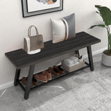 Oastreeful Industrial Entryway Bench Rustic Wood and Metal Storage Bench for Indoor Living Dining Room Bedroom Long Shoe Benches Seat (Charcoal Black) Oastreeful