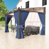 Kullavik 10' × 12' Hardtop Gazebo for Patio,Wall-Mounted Lean to Gazebo Pergola with Sloping Roof and Durable Aluminum Frame,Large Heavy Duty Awnings for Decks,Backyard,NavyBlue Kullavik