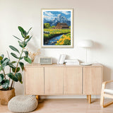 ARNLRDYA Grand Teton National Park Paint by Numbers for Adult, Moulton Barn Painting by Number Kits, Snow Mountains Flower Scenery DIY Acrylic Painting for Home Wall Decor(16×20inches, Unframe) ARNLRDYA