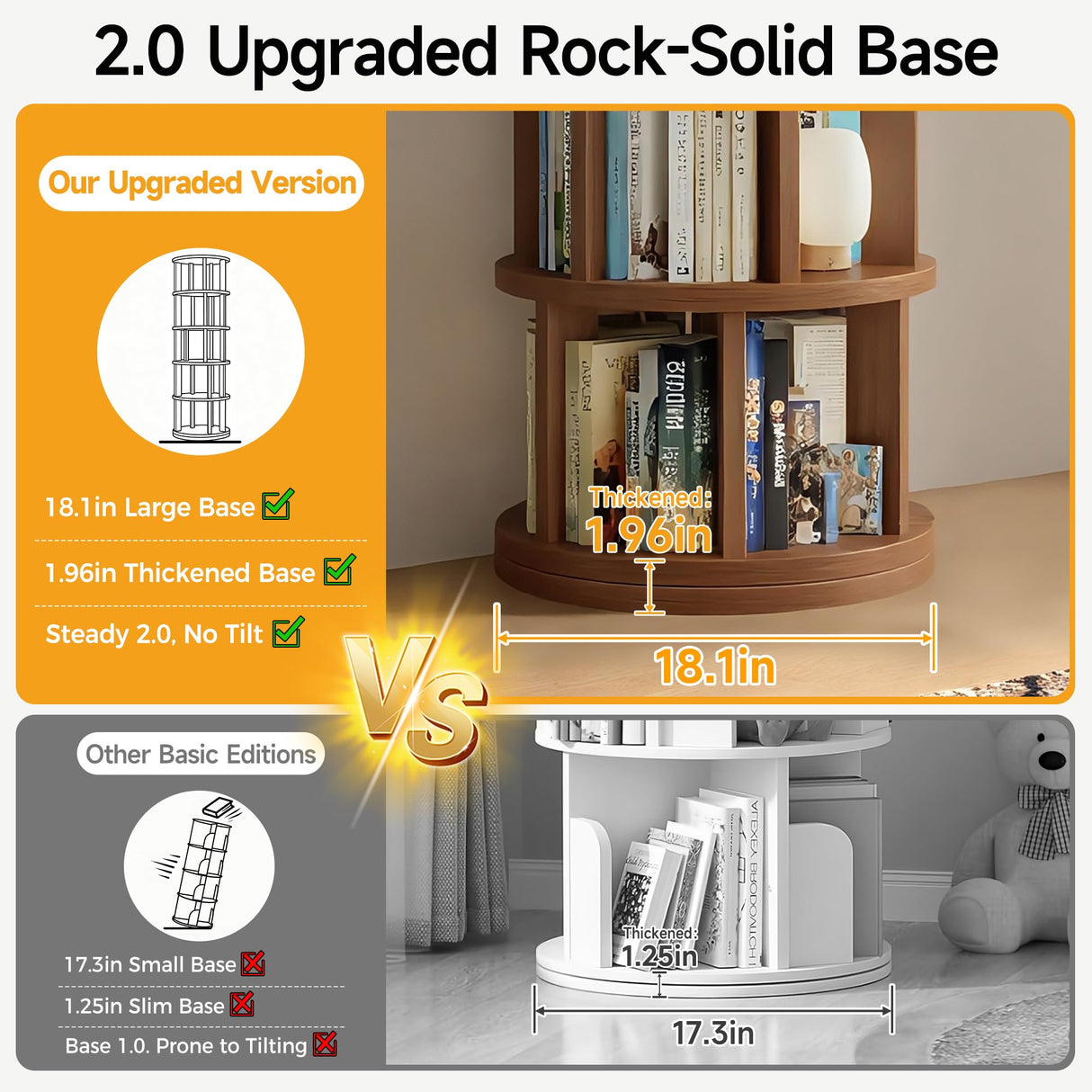 vie poetique Rotating Bookshelf Tower, Wooden, 5 Tier Vertical Rotate Turning Spiral Corner Organizer, 360° Rotating Book Tower, Ideal for Small Spaces, Living Rooms, Corners, Bedrooms (Rural, 5 Tier) vie poetique