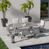 HAPPATIO 7-Piece Outdoor Dining Set - All Aluminum Patio Table and Chairs Set for 6 Includes 1 Rectangular Dining Table and 6 Swivel Dining Chairs with Cushions for Lawn, Garden, Backyard HAPPATIO