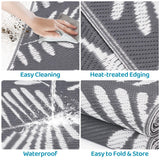 Outdoor Rug, Patio Rug, Plastic Straw Camping Rugs, Large Waterproof Area Rug and Mat for Outdoors, RV, Patio, Backyard, Deck, Porch, Beach, Balcony, (5'x 8', White&Gray) StepRite