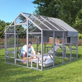 TIMHAKA Large Cat Catio, Catio Outdoor Cat Enclosure for Multiple Cats with 7 Platforms, 2 Resting Box and 2 Bridges, Wooden Feral Cat Shelter with Waterproof and UV Proof Canopy, 71 x 71 x 97 inch TIMHAKA