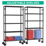 Folews Heavy Duty Storage Shelves 5-Tier, Wire Shelving Unit with Wheels & Adjustable Feet Metal Shelf Rack for Garage, Kitchen, Pantry, Laundry Room 400 Lbs Per Shelf - 14x36x75 Folews