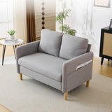 VINGLI 47" Small Couch, Linen Loveseat Sofa Light Grey Mini Couch Mid Century Modern Decor Love Seat for Small Spaces Living Room, Bedroom, Play Room VINGLI