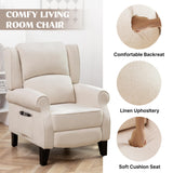 YUUIJOAA Pushback Recliner Chair, Fabric Armchair Push Back Recliner with Adjustable Footrest and Side Pocket, Comfy Wingback Accent Chair Reclining Sofa for Living Room, Bedroom, Beige YUUIJOAA