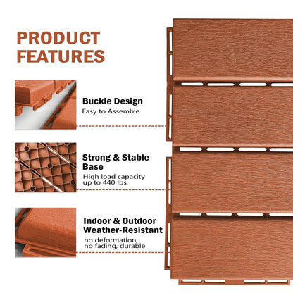 VERNILLA Plastic Interlocking Deck Tiles Outdoor,36 Pcs,12"x12" Patio Tiles Waterproof Outdoor Interlocking All Weather,Deck Tiles for Balcony, Backyard, Indoor and Outdoor use, Brown