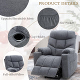 Esright Modern Electric Recliner Chair for Adults, Heavy Duty Power Lift Recliner with Heated Vibration Massage, Side Pockets, USB Charge Port & Cup Holders, Blue Grey Esright