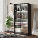 ZORPLIX Display Cabinet with LED Lights, Glass Display Case Cabinet with 4-Tier Shelves, Curio Cabinet with 2 Glass Doors, Storage Cabinet for Collectibles, Living Room ZORPLIX