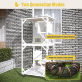 ROOMTEC Catio Outdoor Cat Enclosure - Large Wooden House with Roof, 71" H, 3 Jumping Platforms & 1 Napping House for Cats (White) ROOMTEC