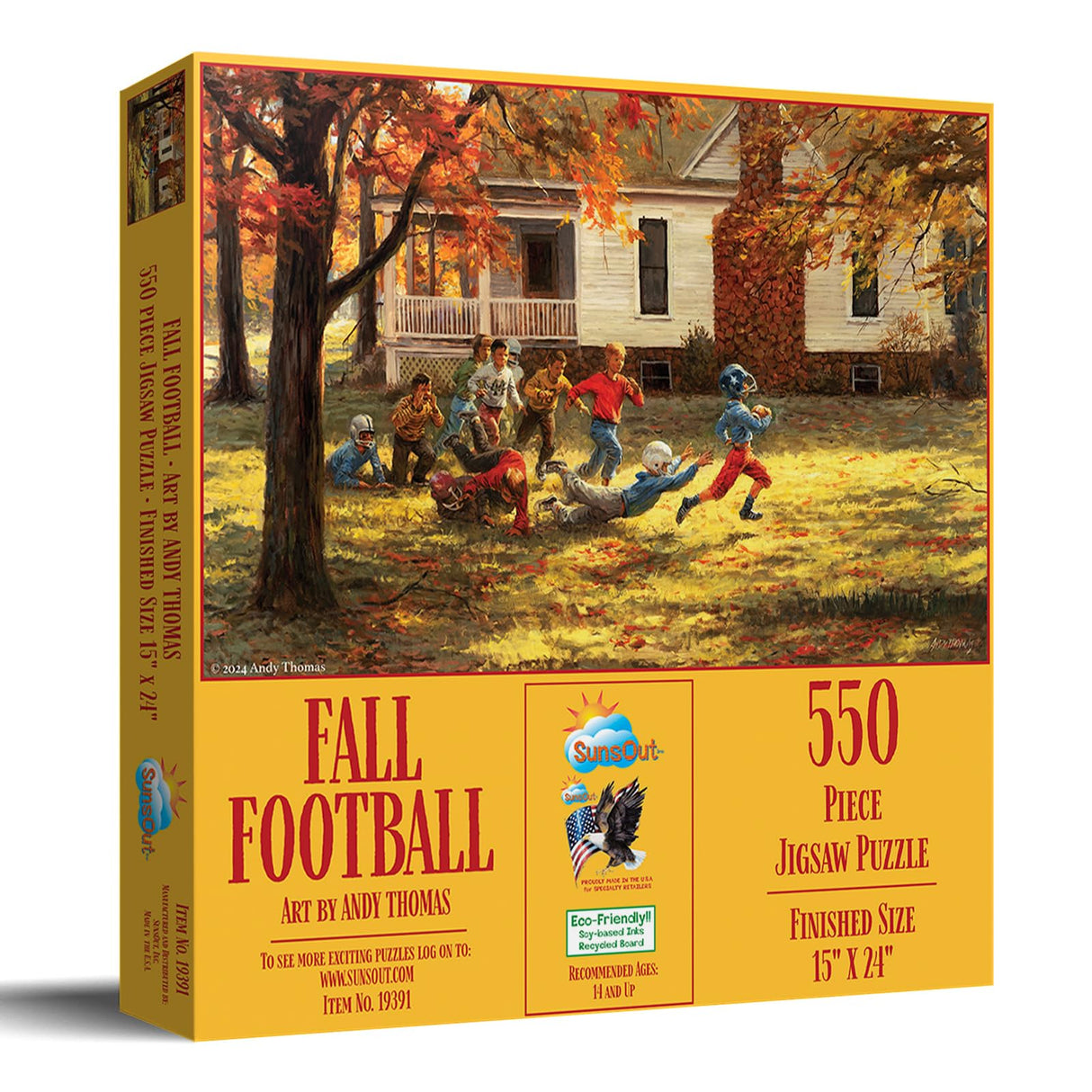 SUNSOUT INC - Fall Football - 550 pc Jigsaw Puzzle by Artist: Andy Thomas - Finished Size 15" x 24" - MPN# 19391 SunsOut