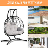 Double Hammock Egg Chair 2 Person Egg Chair Indoor Outdoor Swing with Stand Patio Wicker Hanging Chair Widened and Enlarged for Balcony Bedroom Porch Adults Kids VERASCOT