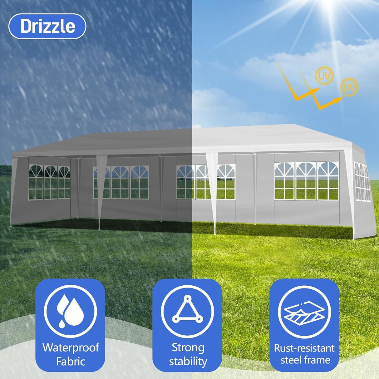 10x30FT Outdoor Canopy Tent for Wedding, Party Event Tent with 5 Removable Sidewalls Heavy-Duty Waterproof Large Gazebo for Birthday Parties, BBQs & Events (1030 FT 5 Sides) Lymvayance