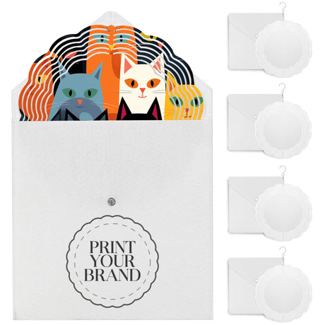 The Blank Station - 10 inch Sublimation Wind Spinner Blanks w/Customizable Felt Envelopes - Aluminum Metal Wind Spinner Outdoor Art - 3D Kinetic Sculpture Wind Spinners for Sublimation - 5 Pack The Blank Station