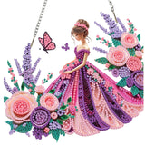 Auremi Flower Diamond Painting Pendant Kits,5D Princess Diamond Art Diamond Painting Hanging Kits,DIY Special Shaped Diamonds Painting Suncatcher Pendant Kit for Adults for Gift Wall Home Decor Auremi