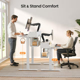 ErGear Standing Desk, 48x24 Inch Electric Standing Desk with Shelves, Height Adjustable Desk with Monitor Stand and Storage, Gaming Sit Stand Up Desk with LED Light for Home Office, White ErGear