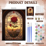 DOMROM Framed Paint by Numbers Kit for Adults Beginners with Wooden Easel, DIY Rose Paint by Number Kit on Canvas, DIY Oil Painting Kits for Home Wall Decor Gift 12x16inch DOMROM