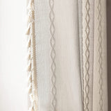 Deeprove White Boho Curtains 72 inches Long with Tassel for Bedroom Living Room, Bohemian Moroccan Sheer Embroidery Rustic Farmhouse Cotton Linen French Country Window Drape, W52 x L72, 1 Panel Deeprove