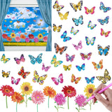 Tenceur 44 Pcs Diamond Art Window Clings Diamond Sun Painting Stickers Butterfly Flower Stained Glass Painting Kit, DIY Stickers Gem Art for Adults Home Decor, Anti Collision Birds Decals Tenceur