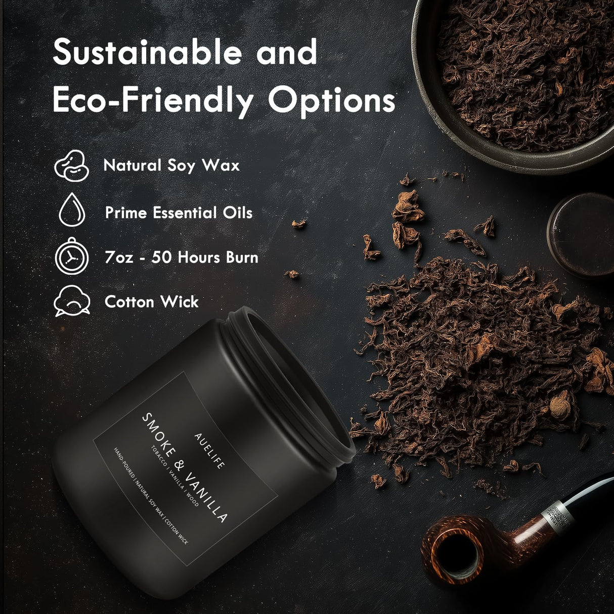 Scented Candles Set | Men Candle Set, Scented Candles for Home, Gifts for Men Aromatherapy Gift Set - 4 Pack Manly Gifts Soy Candle of Leather/Smoke & Vanilla/Oak/Lavender Auelife