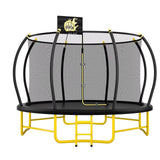 14FT Pumpkin Trampoline with Basketball Hoop, Balance Bar and Enclosure Net, Outdoor Trampoline for Kids and Adults, Capacity 880 lbs JINS&VICO