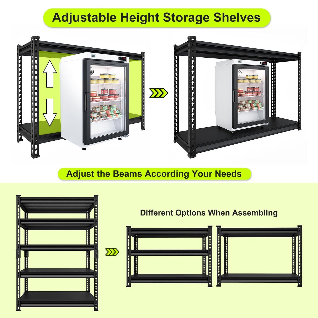 SDXYSTCE Garage Shelving Heavy Duty 2500LBS Loads, 48" W Adjustable Garage Storage Shelves, 5-Tier Metal Shelving Units and Storage, Industrial Utility Shelf, 48" Wx18 Dx78 H,Black SDXYSTCE