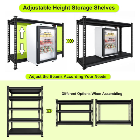SDXYSTCE Garage Shelving Heavy Duty 2500LBS Loads, 48" W Adjustable Garage Storage Shelves, 5-Tier Metal Shelving Units and Storage, Industrial Utility Shelf, 48" Wx18 Dx78 H,Black SDXYSTCE