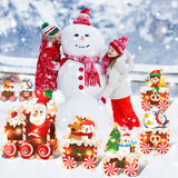 Christmas Train Decorations Yard Signs with LED Lights - Christmas Tree Santa Elf Snowman Train Set Lawn Signs with Stakes for Holiday Xmas Lawn Garden Yard Decorations Outdoor, 5 Pack OuMuaMua