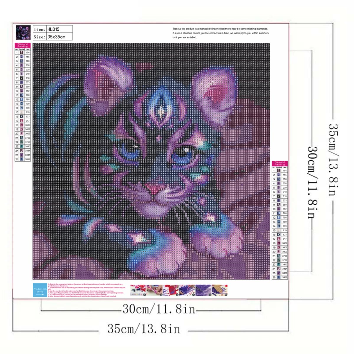 Animals Tiger Diamond Painting Kits for Adults, 5D Diamond Art kit for Adults Beginner,DIY Full Round Drill Diamond Dot Gem Art Kit for Home Wall Decor 13.8 x 13.8 inch GEMFAMILY