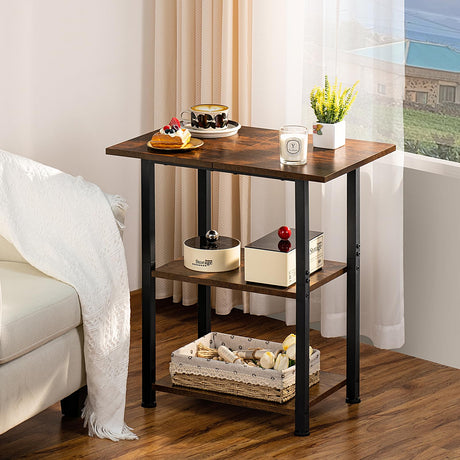 Lerliuo 3-Tier Printer Stand, Industrial Mobile Printer Table with Storage Shelf and Steel Frame, Rolling Printer Cart Holder with Lockable Wheels for Home, Office (Brown) Lerliuo