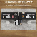 FLEXISPOT 63'' L Shaped Standing Desk with Drawers, Adjustable Height Desk with Shelves, Large Corner Stand Up Desk with Headphone Hooks for Home Office, Black Top+ Black Frame FLEXISPOT