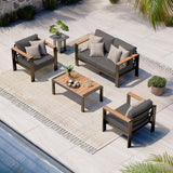 Oasbira Aluminum Outdoor Patio Furniture Set with Coffee Table, 4 Piece Patio Conversation Sets with Washable Thick Cushions, Outdoor Sectional Furniture Set for Porch, Balcony, Deck, Yard, Graphite Oasbira