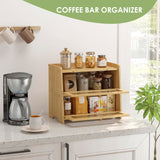 JANSNIMEN Double Layer Bread Box for Kitchen Countertop, Large Breadbox Bread with Windows, Wooden Farmhouse Bread Holder (Natural Bamboo) JANSNIMEN