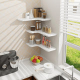 Homode Corner Floating Shelves, Set of 3 Corner Wall Shelves with Wire Hole, L-Shaped Wood Hanging Storage Shelf for Wall Decor, for Bathroom Kitchen Bedroom, White Homode