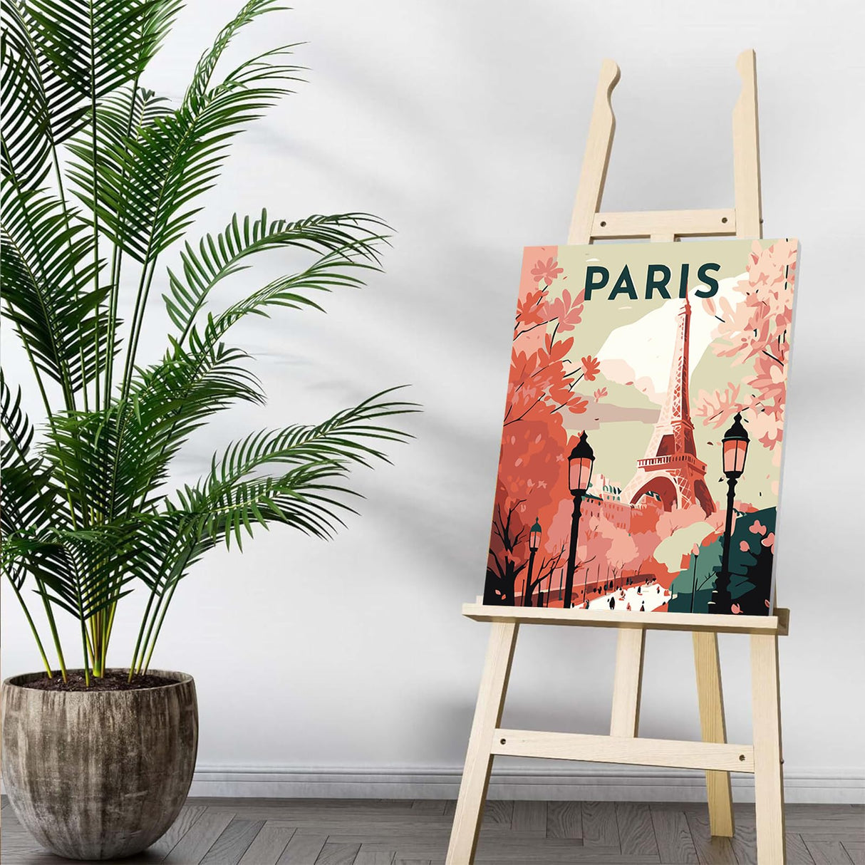 Auremi Paris Paint by Number Kits with Framed, DIY Tower Paint by Number Canvas for Adults, Easy Acrylic in Canvas with Brushes for Decor 20x30cm Auremi