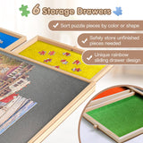 1500 Piece Rotating Wooden Puzzle Board with 6 Drawers & Cover,35” X 26” Jigsaw Puzzle Table Portable Wooden Puzzle Tables Gifts for Women Men Kids QUNPON
